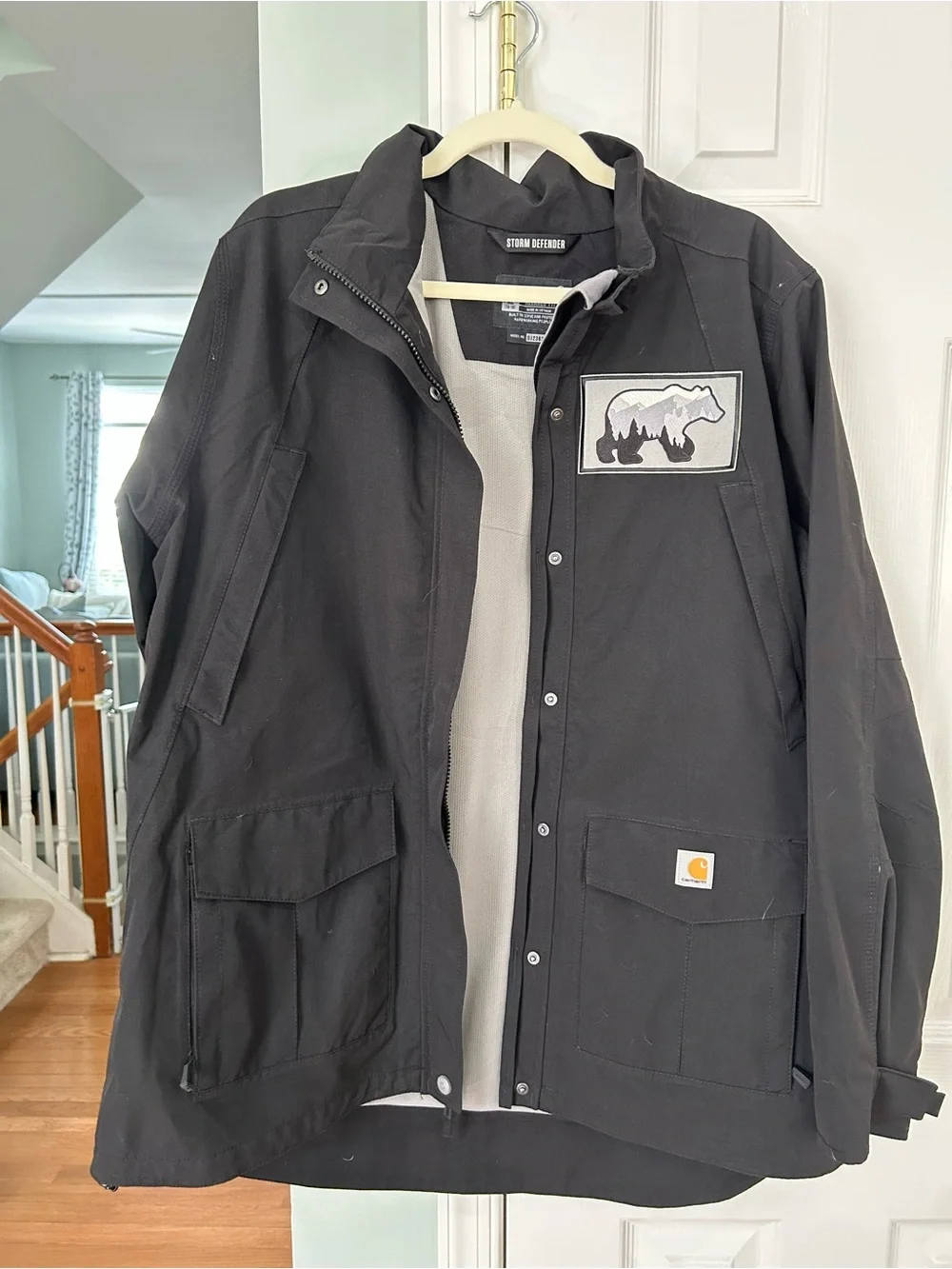 Carhartt Men’s Black Storm Defender Field Jacket with Bear Patch